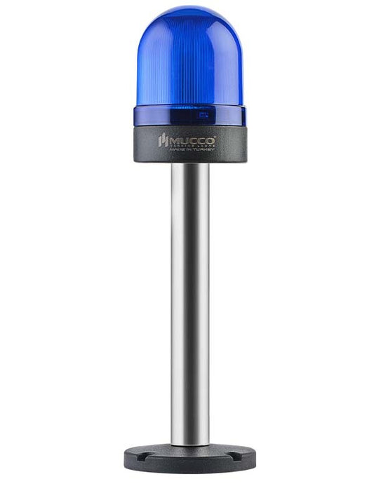 Flashing ø70 NUT.CONN.SIGNAL BEACON WITH BUZZ., 40-250V AC/DC., BLUE WITH 20CM EXT.TUBE