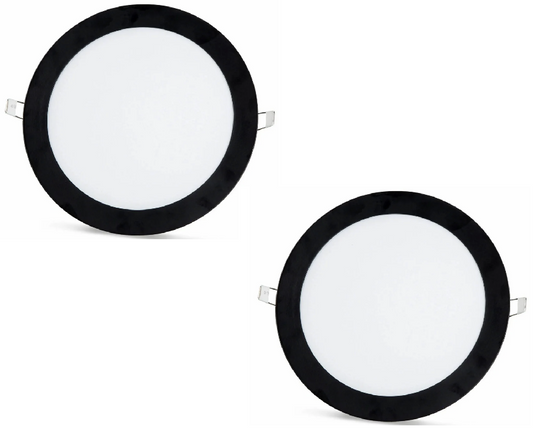 2 pcs - SLIM LED panel with black frame, cool white / 6500K 18W / 1620Lm round for recessed installation (included power supply) 6500K YL10-1800-S