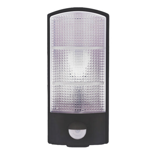 Wall LED light fixture black 12W white with PIR motion sensor