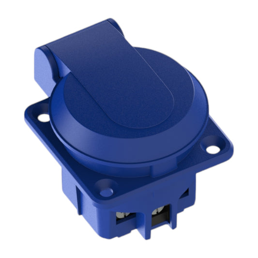 Херметичен контакт 2P+Z, 230/220V, със заземяване, IP44, с капак, син, 250V Schuko