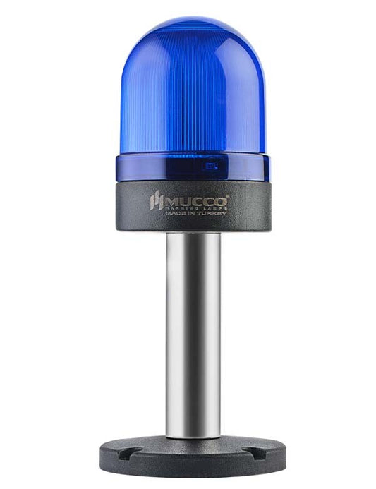 Flashing ø70 NUT.CONN.SIGNAL BEACON WITH BUZZ., 40-250V AC/DC., BLUE WITH 10CM EXT.TUBE