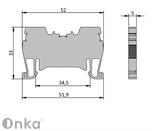 ONKA 1.5 mm2 spring connector for rail Terminal for DIN rail 2-wire, gray, 1020002