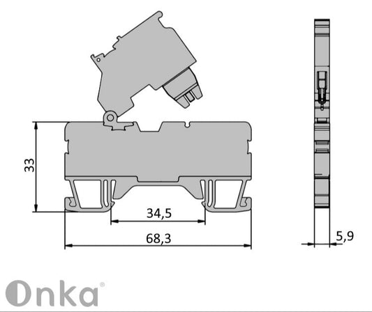 ONKA 2.5 mm2 screw connection with terminal box for fuse (fuse not included) gray, 1020223