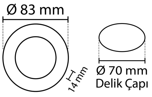 2 pcs - round LED panel 3W / 270Lm warm white round for recessed installation (included power supply) 3200K YL10-0301