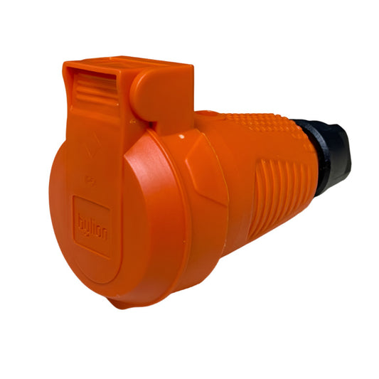 Оранжев херметичен гумен контакт IP54 с капак 2P+Z 16A 250V SCHUKO RDP-O-F Bylion