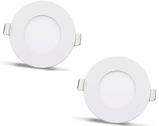 2 pcs - round LED panel 3W / 270Lm white round for recessed installation (with included power supply) 4000K YL10-0307