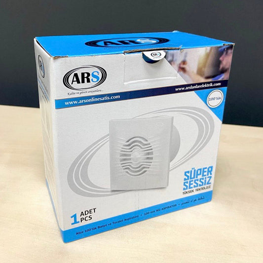 ARS-White wall axial fan for bathroom/toilet, white, with silent grille, 100 mm, 90 m3/h, 340041