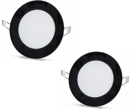 2 pcs - round LED panel 6W / 540Lm cool white black frame round for recessed installation (included power supply) 6500K YL10-0600-S