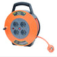 Compact roller cable reel / cable drum, 10 m, 4 sockets IP20, thermal protection / child protection, 3x1mm2, SCHUKO type, PKE-10310-F