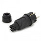 Black rubber plug IP54, 250v 16a on cable, Uni-Schuko (double grounding), 2P+E, REF, Bylion