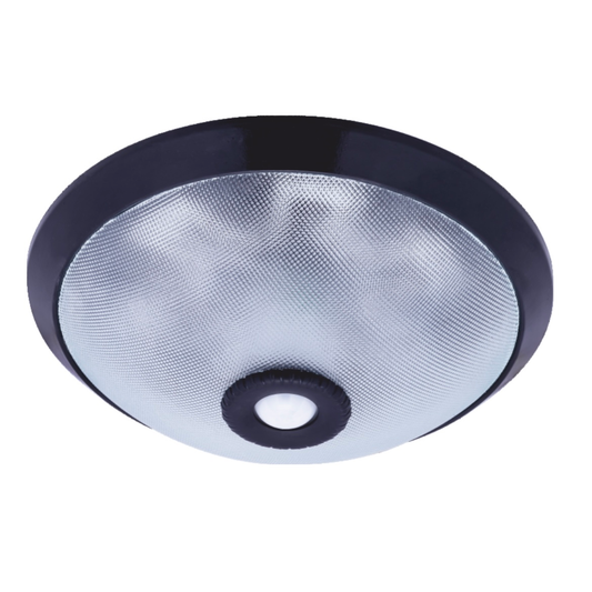 Black ceiling light with PIR motion sensor / Lighting fixture with IR sensor (2xE27)