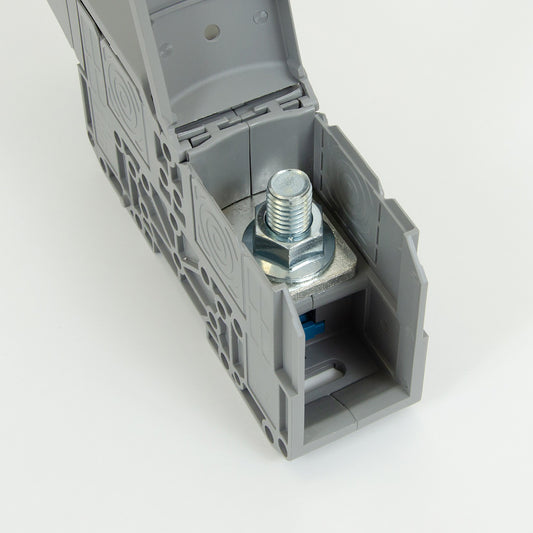 ONKA 150mm2 M12 Terminal box for screw rail Terminal box for DIN rail with protective cover, gray, 1030088