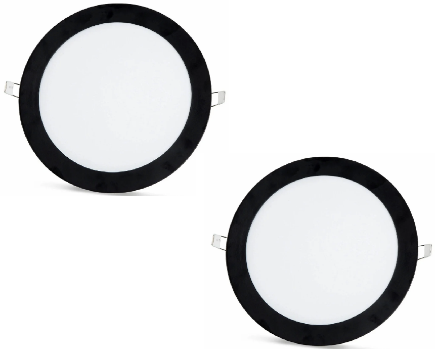 2 pcs - SLIM LED panel with black frame, cool white / 6500K 18W / 1620Lm round for recessed installation (included power supply) 6500K YL10-1800-S