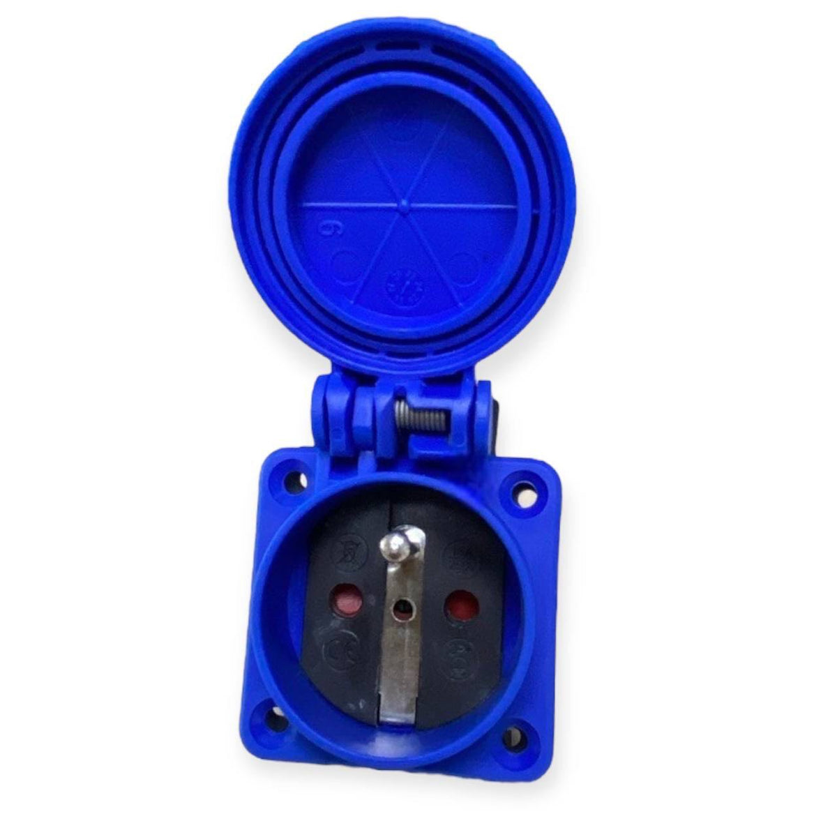 Hermetic contact 2P+Z, 230/220V, with grounding, IP44, with cover, blue, 250V French