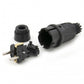 Black rubber plug IP54, 250v 16a on cable, Uni-Schuko (double grounding), 2P+E, REF, Bylion