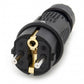 Black rubber plug IP54, 250v 16a on cable, Uni-Schuko (double grounding), 2P+E, REF, Bylion