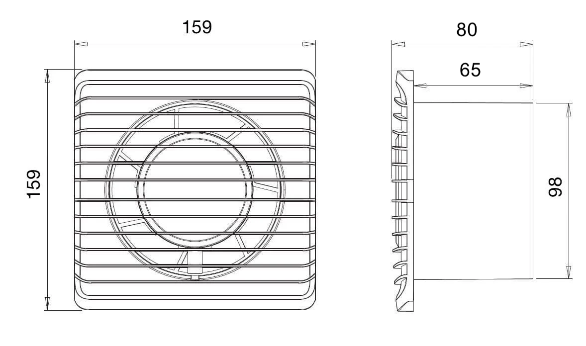 ARS-White wall axial fan for bathroom/toilet, white, with silent grille, 100 mm, 90 m3/h, 340041