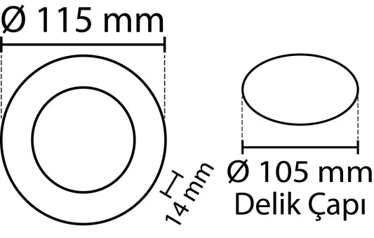 2 pcs - round LED panel 6W / 540Lm cool white black frame round for recessed installation (included power supply) 6500K YL10-0600-S