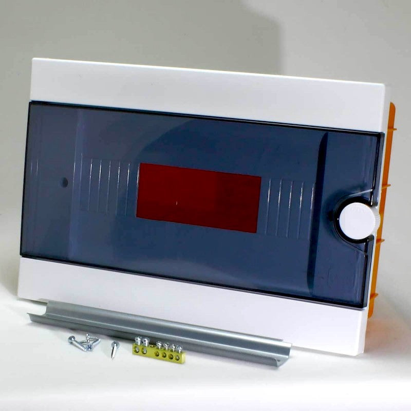 ARS Modular Distribution Board 9 MOD (9 fuses), plastic distribution cabinet for concealed installation, transparent door IP40, 341215