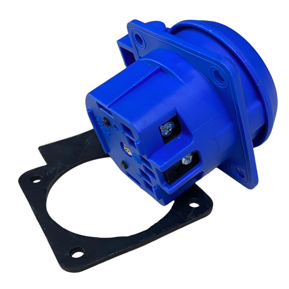 Херметичен контакт 2P+Z, 230/220V, със заземяване, IP44, с капак, син, 250V Schuko