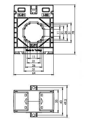 Current transformer ONKA CURRENT TRANSFORMER 150/5A, 30 mm, class 0.5S, 1VA (TK301505301 / 80010867)