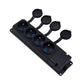 4x rubber contact "rubber" black with hermetic cover IP44, 250V, 16A, 2P+Z, French type E, 4KMP-E, Bylion