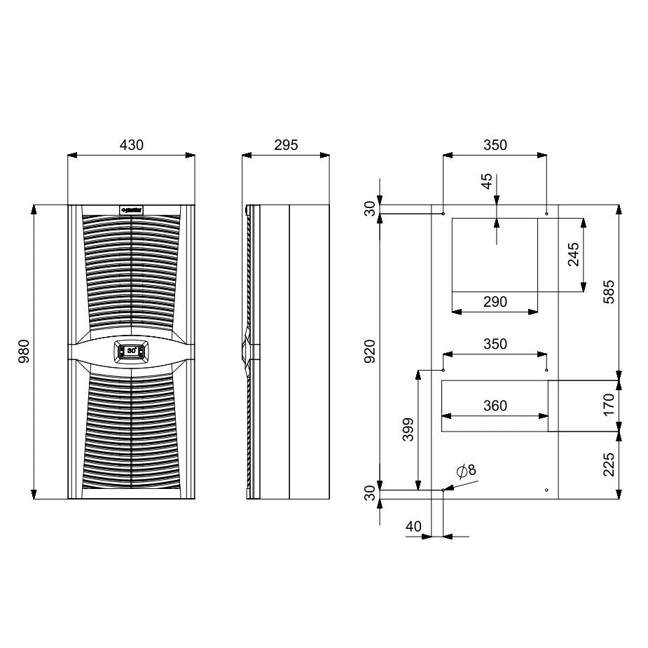 Air Conditioner for Distribution Panels / Cooler 2500W, PAD2550.01, Plastim