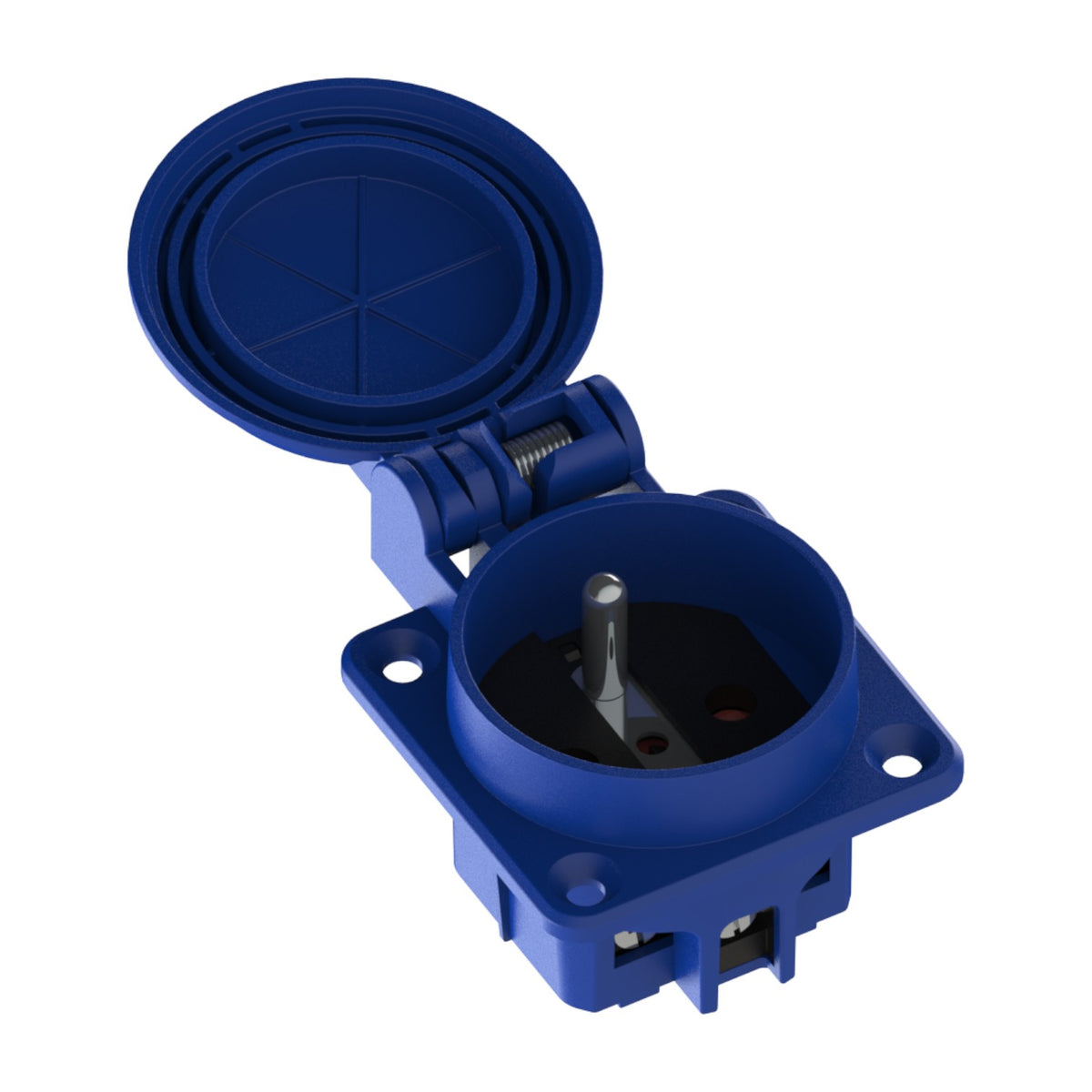 Hermetic contact 2P+Z, 230/220V, with grounding, IP44, with cover, blue, 250V French