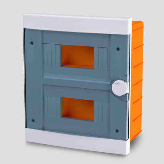 ARS Modular Distribution Board 16 MOD (16 fuses), plastic distribution cabinet for concealed installation, transparent door IP40, 341206