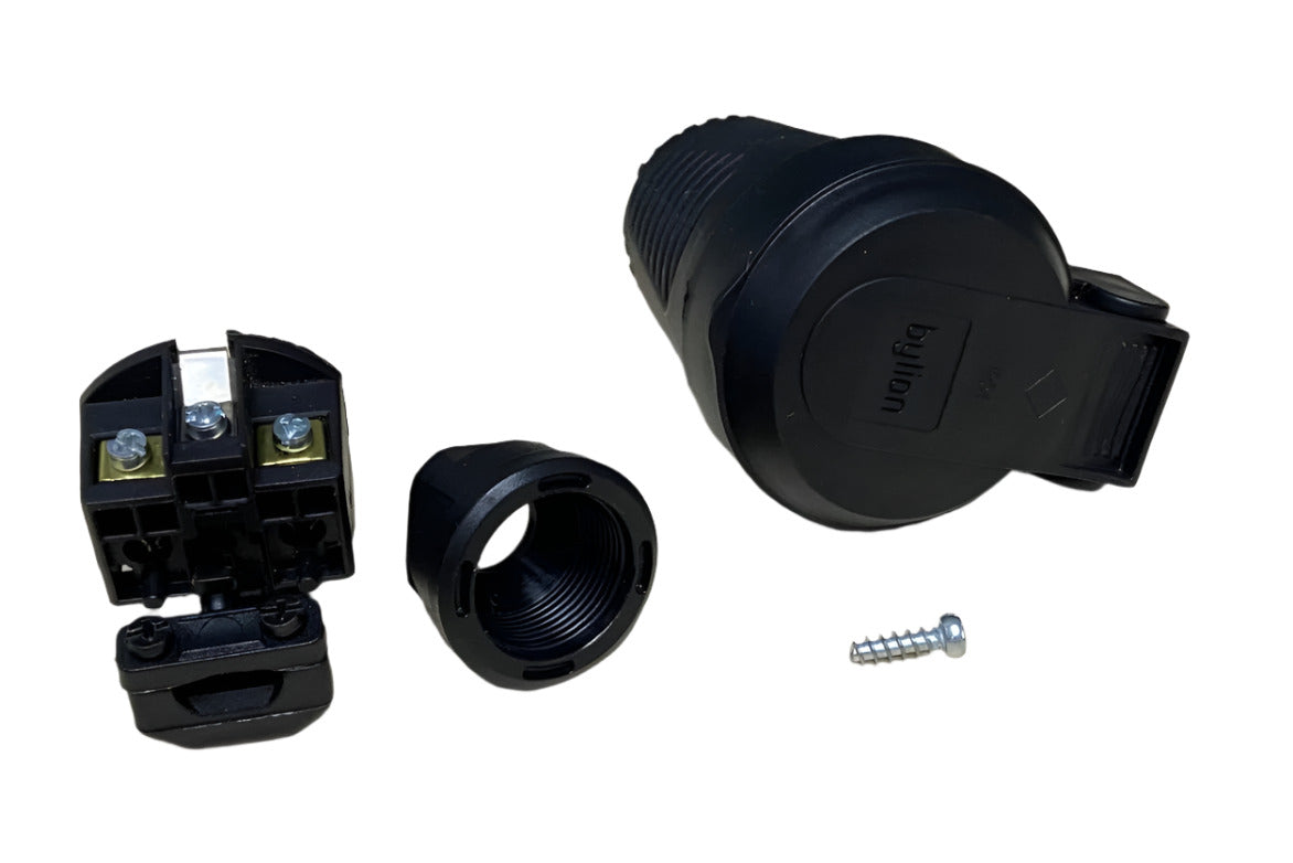 Hermetic black rubber socket IP54 with cover 2P+Z 16A 250V SCHUKO RDP-F Bylion