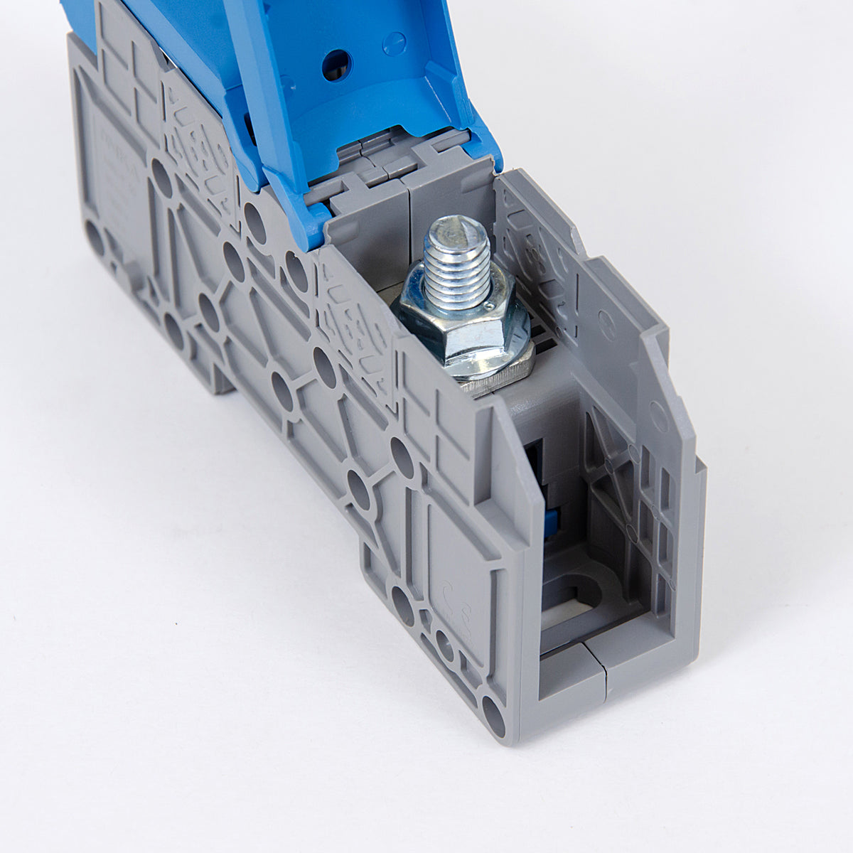 ONKA 50mm2 M8 Screw Connector for Bus Terminal Box for DIN Rail with Protective Cover, Blue, 1030034