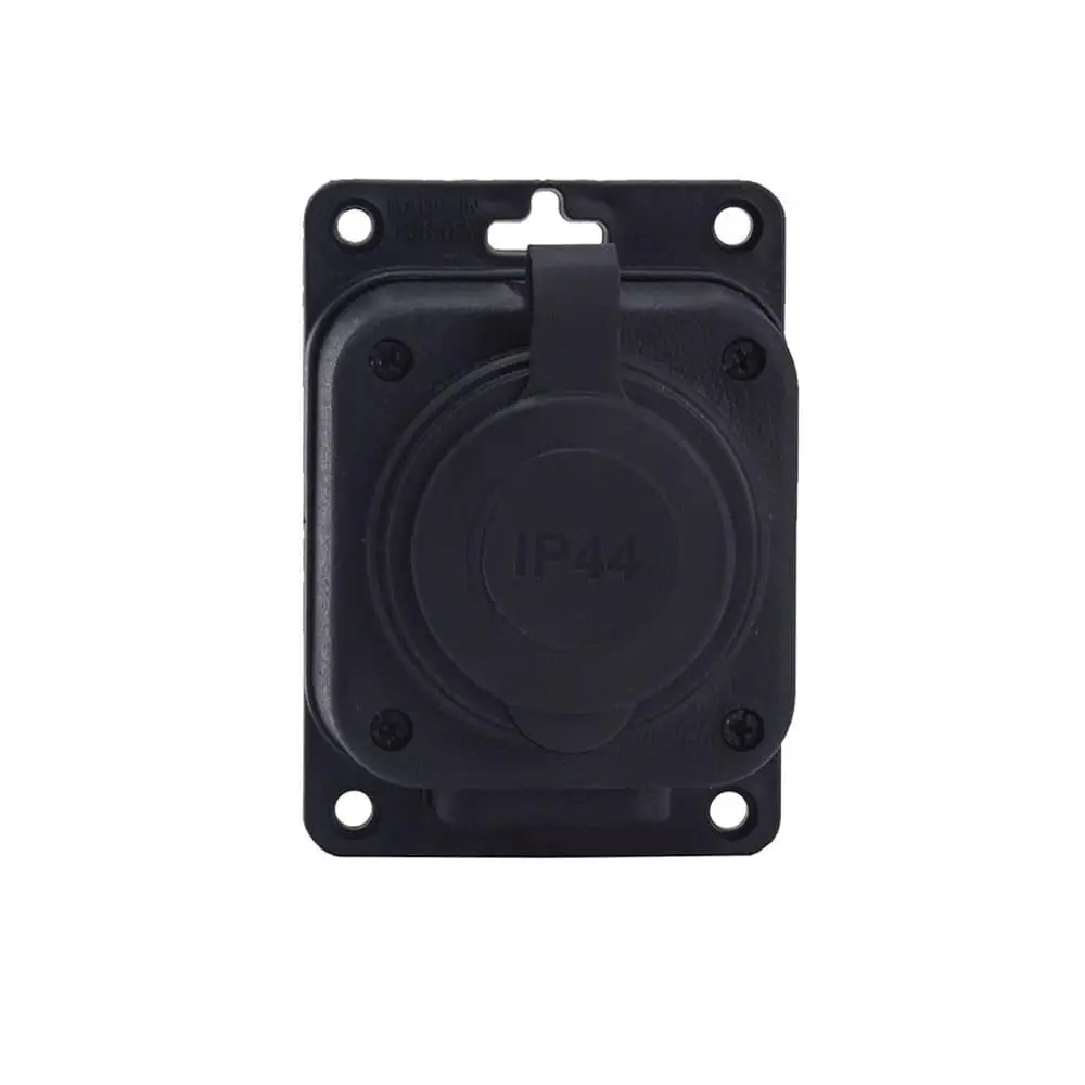 Black "rubber" socket for surface mounting 250V, 16A, IP44, SCHUKO 2P+Z, 1KMP-F, Bylion