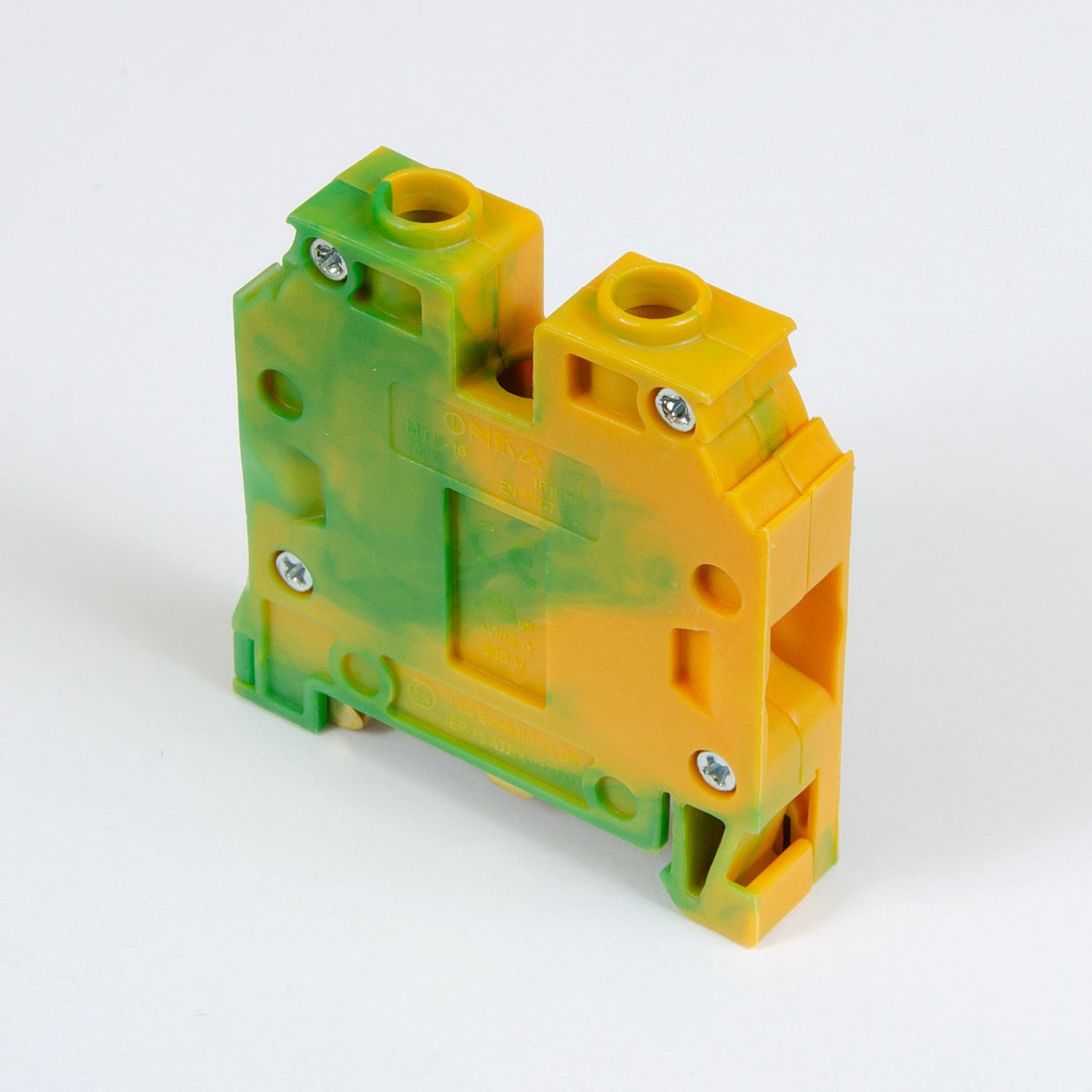 ONKA 16mm2 PE Connecting block for screw rail Terminal block for DIN rail 2-wire gray, 1010532