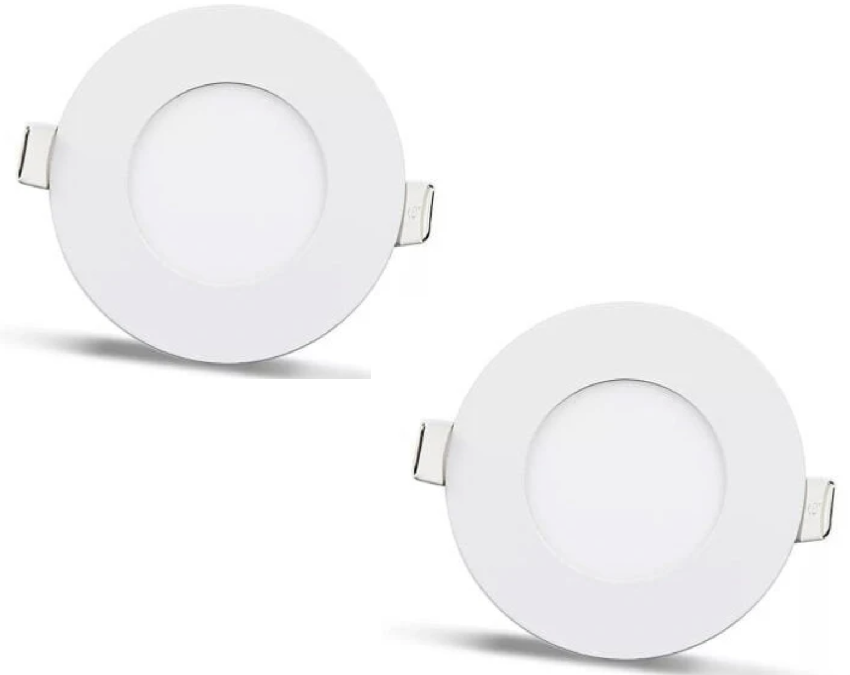2 pcs - round LED panel 3W / 270Lm white round for recessed installation (with included power supply) 4000K YL10-0307