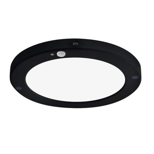 Thin Black LED Panel 20W Slim Ceiling Light with PIR Motion Sensor Round Cool White / 6500K YL14-1810-S