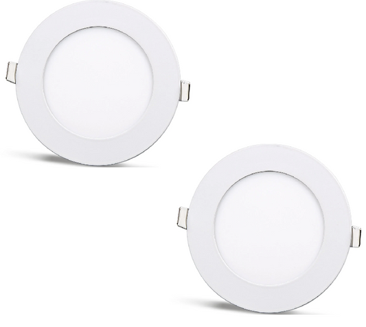 2 pcs - round LED panel 6W / 540Lm white round for recessed installation (with included power supply) 4000K YL10-0607