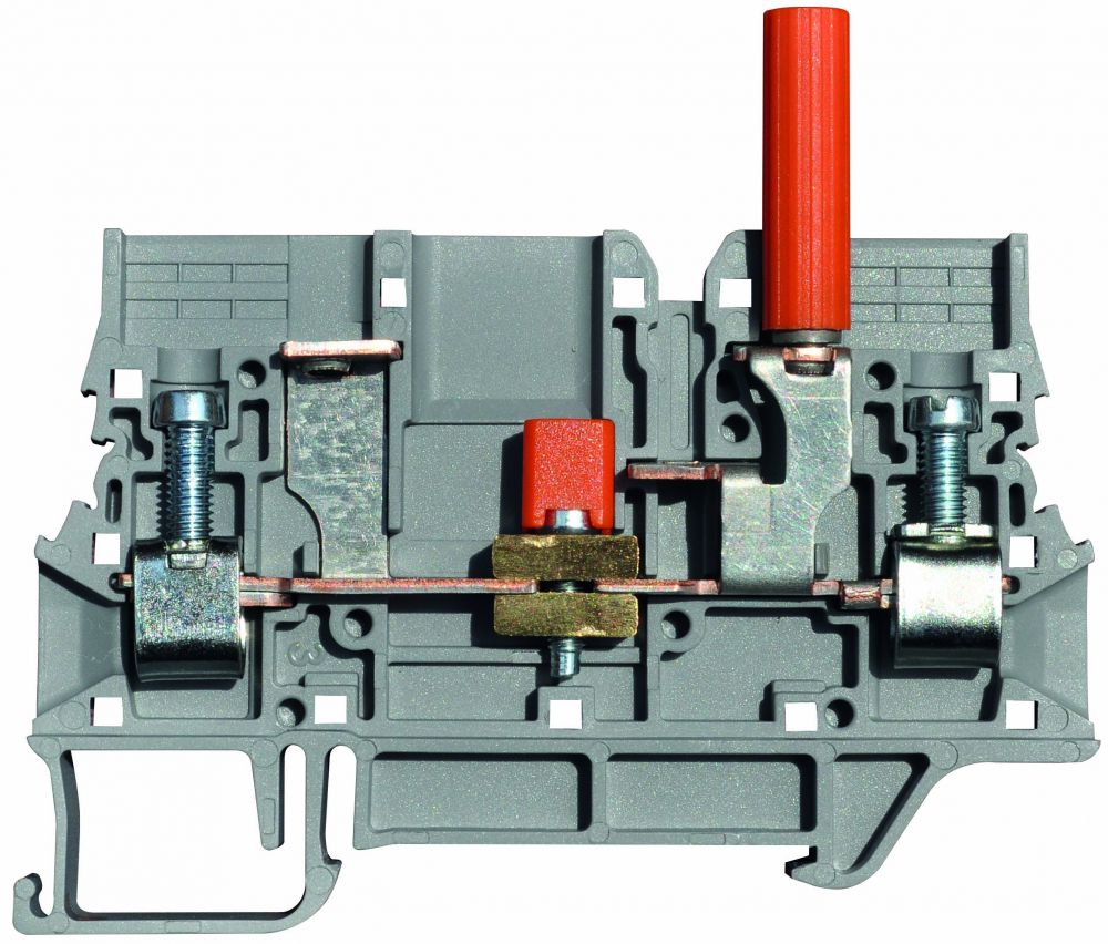 ONKA 6mm2 Connector for screw rail with test terminal on DIN rail, 2-wire, gray, 1010213