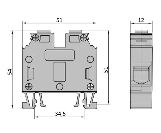 ONKA 16mm2 Terminal box for screw rail Terminal box for DIN rail 2-wire, blue, 1010055