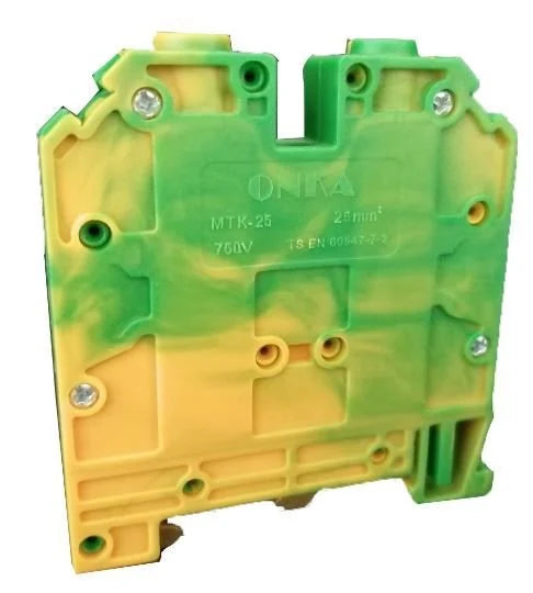 ONKA 16mm2 PE Connecting block for screw rail Terminal block for DIN rail 2-wire gray, 1010223